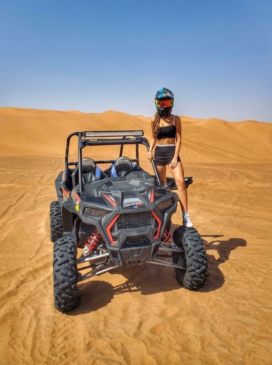 Dune buggy riding over Dubai desert