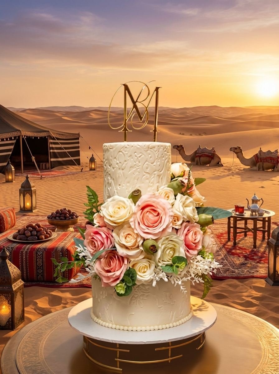 Anniversary celebration dinner in Dubai desert