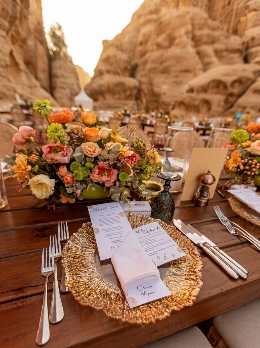 Private desert dinner setup in Dubai
