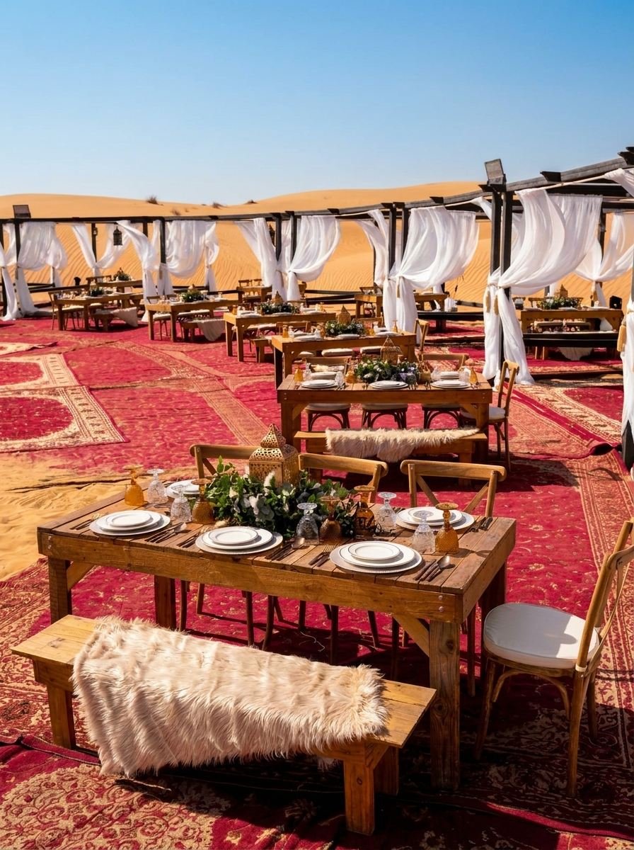Family desert dinner in Dubai