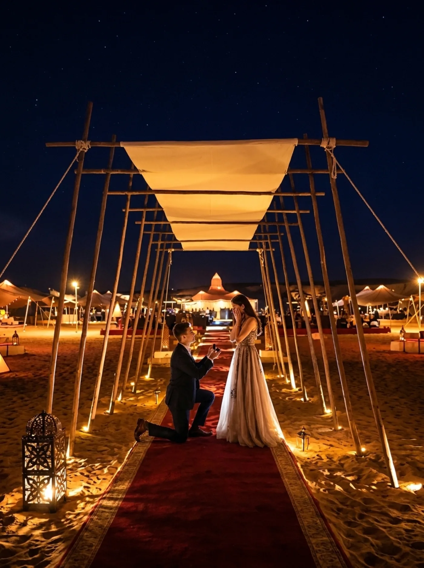 Romantic couple dinner in Dubai desert